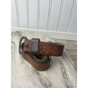 VTG Full Grain Leather Belt Distressed Brown Rugged Workwear Size 36 1.5" Wide